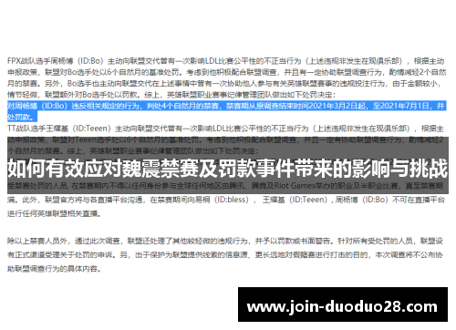 如何有效应对魏震禁赛及罚款事件带来的影响与挑战