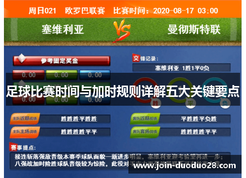 足球比赛时间与加时规则详解五大关键要点